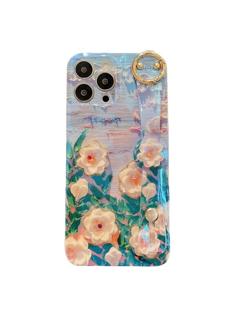 Miluraining Case for iPhone 14 Pro Max Case, art oil painting style Camellia pattern phone case with lanyard, Case Compatible with iPhone 14 Pro Max, TPU material Anti-fall Phone Fashion Cover Women Girls - Image 4