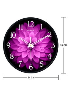Naturel Naturel Round Shape Wall Clock With Plastic And Glass For Home - Black Frame (Pink) - Analog, 24 Cm, 35 Mm  - Image 3