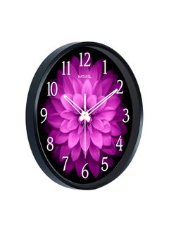 Naturel Naturel Round Shape Wall Clock With Plastic And Glass For Home - Black Frame (Pink) - Analog, 24 Cm, 35 Mm  - Image 2