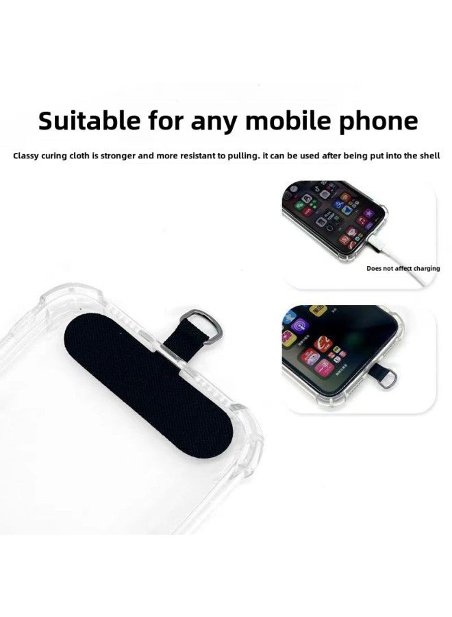8mm Mobile Phone Lanyard Wrist Rope Color Braided Rope Curing Cloth Multi-functional Patch Clip Hanging Piece Hand Rope Short Rope-Specifications:Black T Cloth Piece/8mm Short Rope-white Room Black And Gray  - Image 4