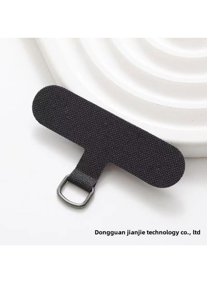 8mm Mobile Phone Lanyard Wrist Rope Color Braided Rope Curing Cloth Multi-functional Patch Clip Hanging Piece Hand Rope Short Rope-Specifications:Black T Cloth Piece/8mm Short Rope-white Room Black And Gray  - Image 5