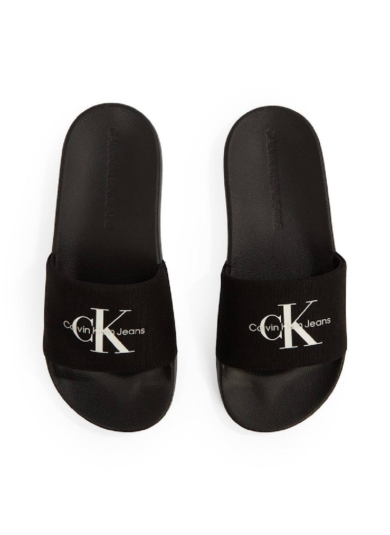 Calvin Klein Jeans Women's Monogram Slides - Cotton, Black  - Image 4