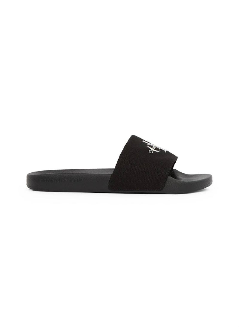 Calvin Klein Jeans Women's Monogram Slides - Cotton, Black  - Image 1