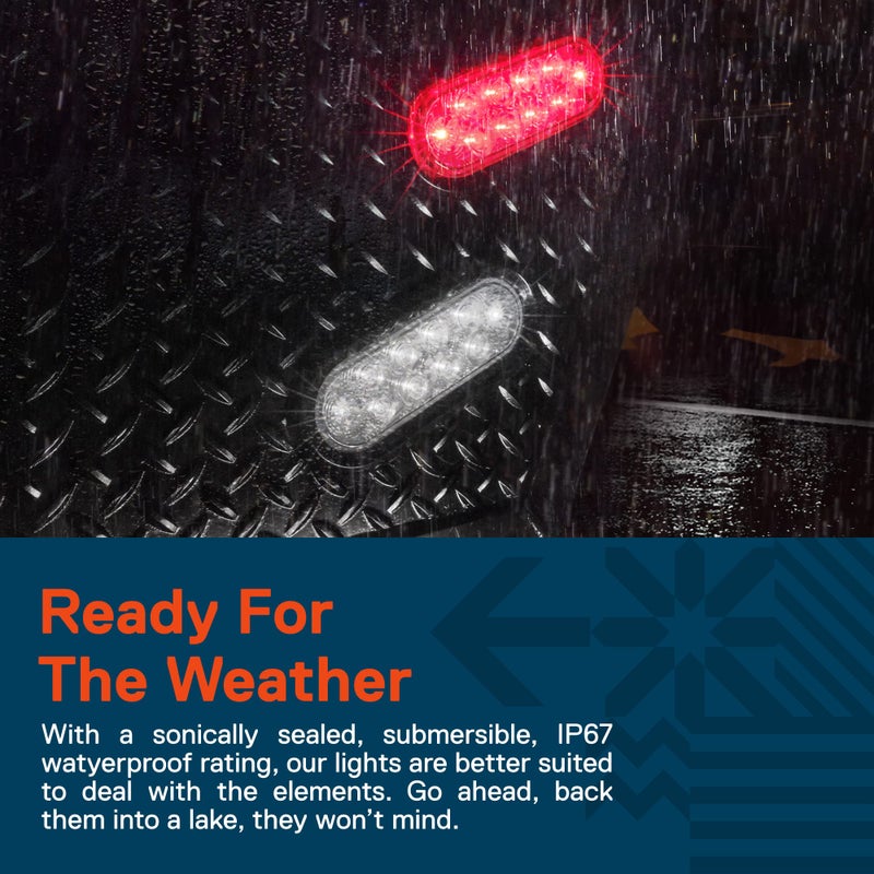 ONLINE LED STORE TRUE MODS 4pc 6 Inch Red Oval LED Trailer Tail Light Kit [Stop Turn Tail] [DOT FMVSS 108 SAE S2TSI6P2] [Grommet & 3 Prong Plug] [IP67 Waterproof] Trailer Brake Light for Boat Trailer RV Flat bed Truck - Image 4