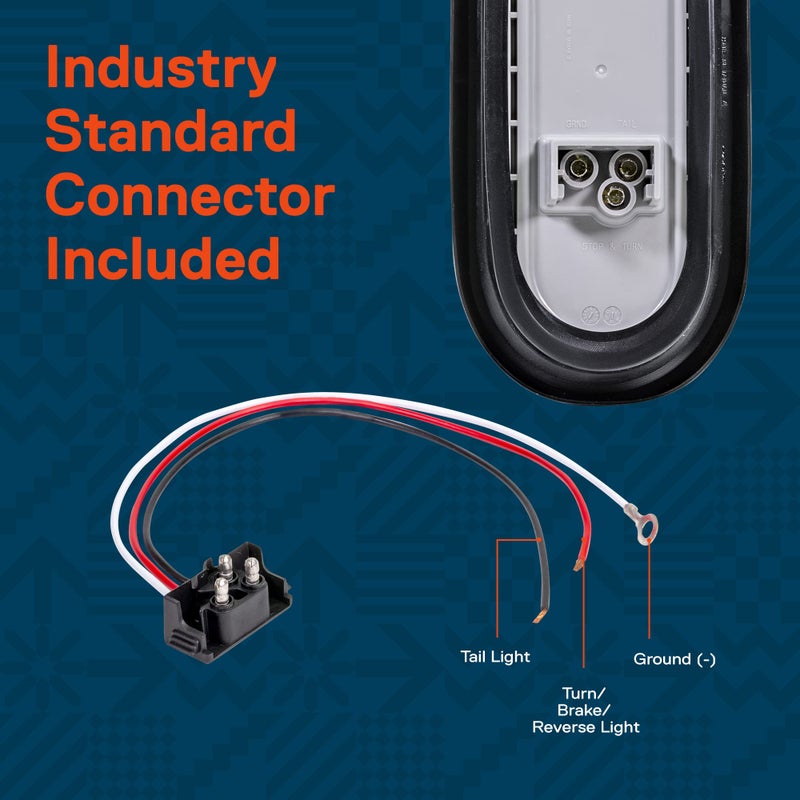 ONLINE LED STORE TRUE MODS 4pc 6 Inch Red Oval LED Trailer Tail Light Kit [Stop Turn Tail] [DOT FMVSS 108 SAE S2TSI6P2] [Grommet & 3 Prong Plug] [IP67 Waterproof] Trailer Brake Light for Boat Trailer RV Flat bed Truck - Image 2