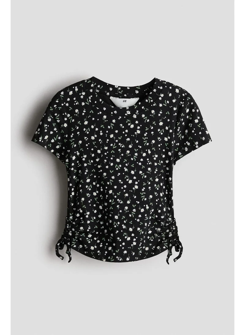 اتش اند ام Drawstring-detail jersey top