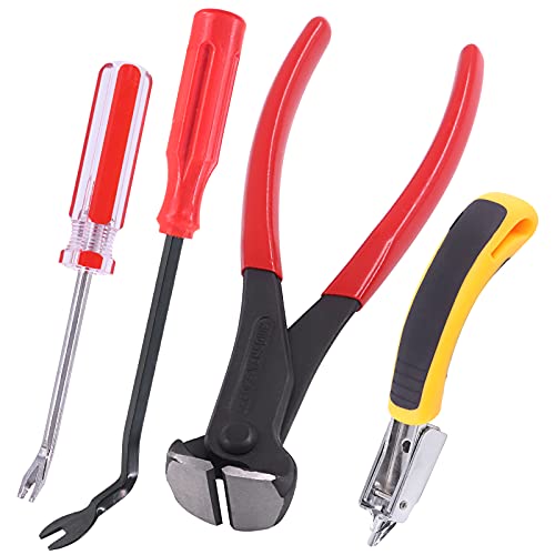 Tanstic 4Pcs Nail Puller and Staple Remover Tool Set, Including 7'' End Cutting Plier, Tack Lifter, Carpet Remover for Furniture, Floor, Wall, Car, Photo, Frame, Wooden Case, Carton - Image 1