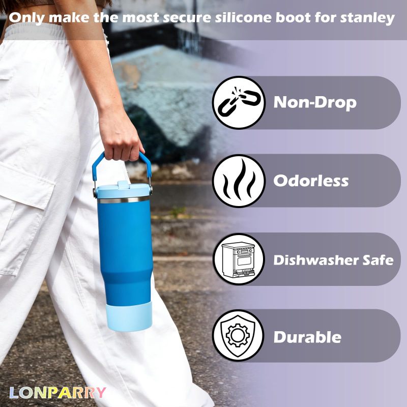 Silicone Sleeve For Stanley Quencher 40 Oz 30 Oz Tumbler - Reusable Water Bottle Protector With Quick Easy Swap - Durable Bottle Cover For Gym Travel - Image 2