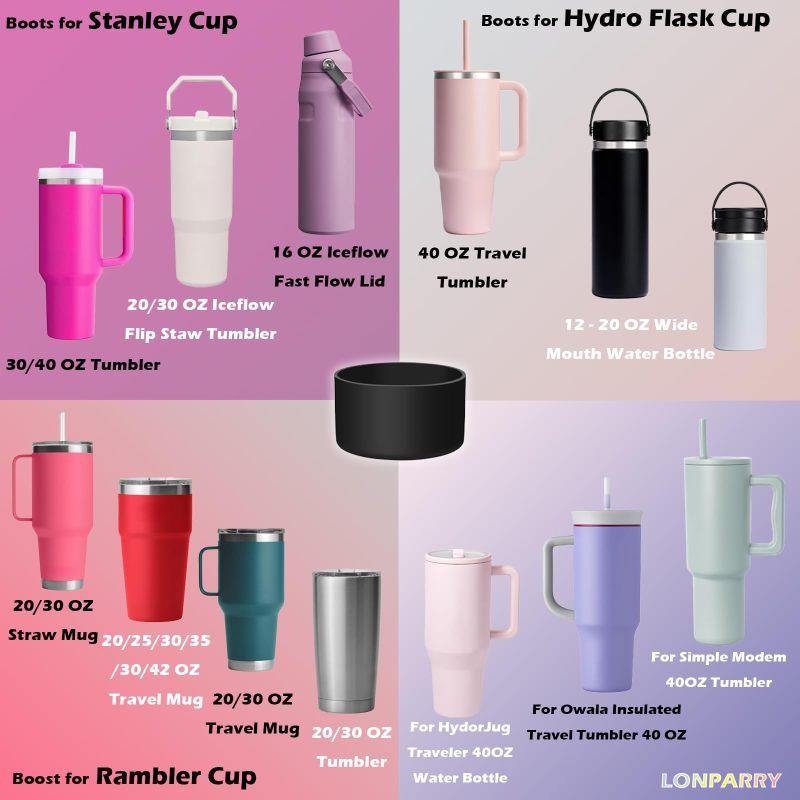 Silicone Sleeve For Stanley Quencher 40 Oz 30 Oz Tumbler - Reusable Water Bottle Protector With Quick Easy Swap - Durable Bottle Cover For Gym Travel - Image 3