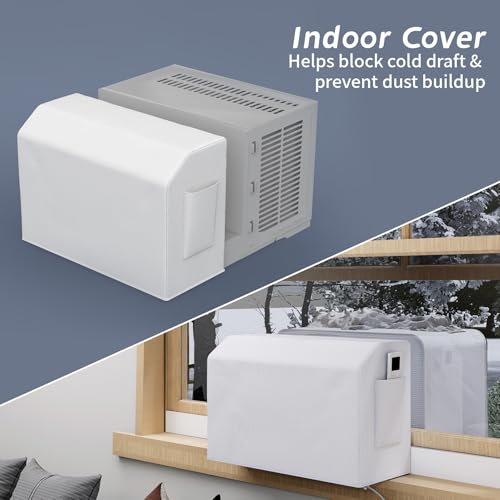 Flamorrow Outdoor Air Conditioner Cover and Indoor Air Conditioner Cover with Bag for UShaped Window AC Unit Dustproof Windproof Window AC Covers for Outside Inside Unit Full Coverage Protection - Image 3