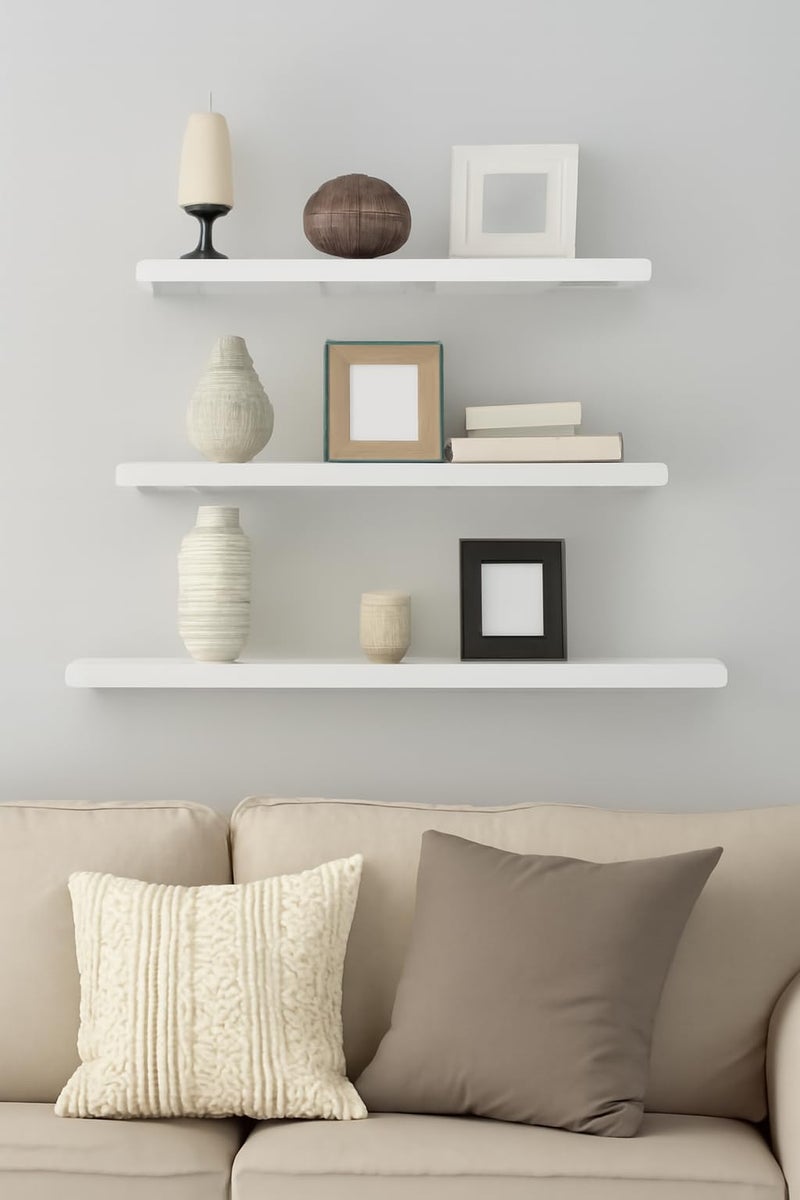 myl Metal Floating Shelf for Wall, Decorative Wall, Long Wall Shelf, Nordic, Modern Design,for Living Room & Bedroom, Home Decor Items Plant Pot mounting (White, 9 Inch) - Image 3