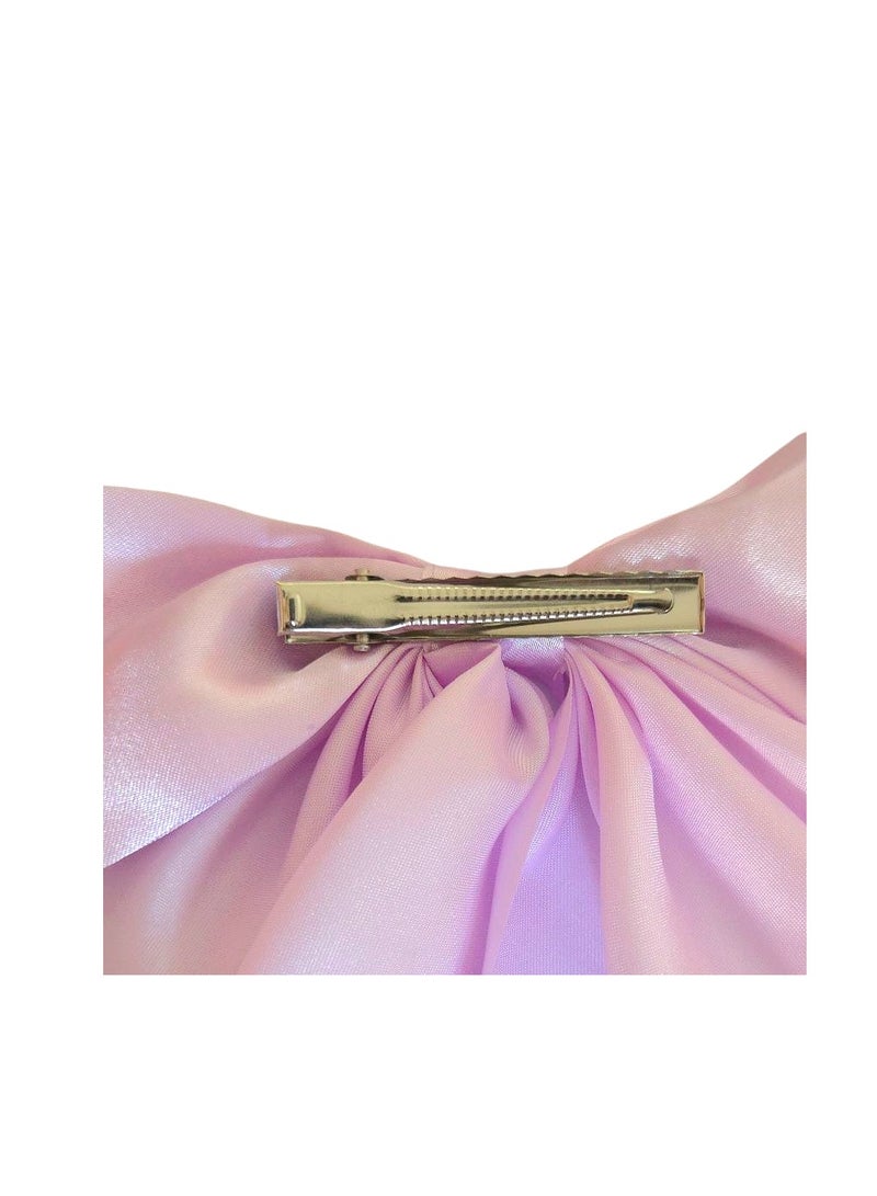 مشبك شعر فيونكة ستان طبقة واحدة باللون ليلاك - Image 2