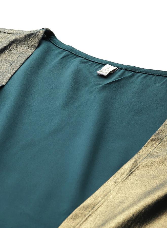 Desiqlo Green Embellished Crop Top with Skirt and Jacket Co-Ords - Image 4