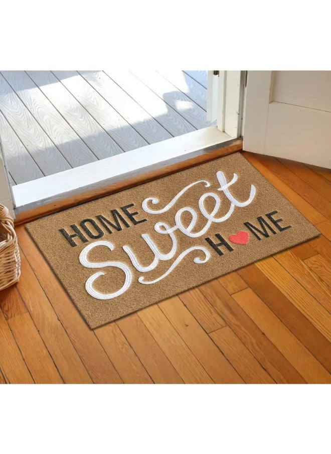 WAOKN Brown Doormat, Outdoor Indoor Home Sweet Home Welcome Mat with Non Slip Rubber Backing Super Absorbent Mud Easy to Clean Front Door Mat Heavy Duty Foot Mat  - Image 5