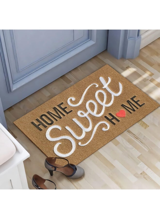 WAOKN Brown Doormat, Outdoor Indoor Home Sweet Home Welcome Mat with Non Slip Rubber Backing Super Absorbent Mud Easy to Clean Front Door Mat Heavy Duty Foot Mat  - Image 3