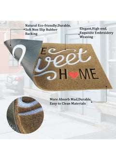 WAOKN Brown Doormat, Outdoor Indoor Home Sweet Home Welcome Mat with Non Slip Rubber Backing Super Absorbent Mud Easy to Clean Front Door Mat Heavy Duty Foot Mat  - Image 4