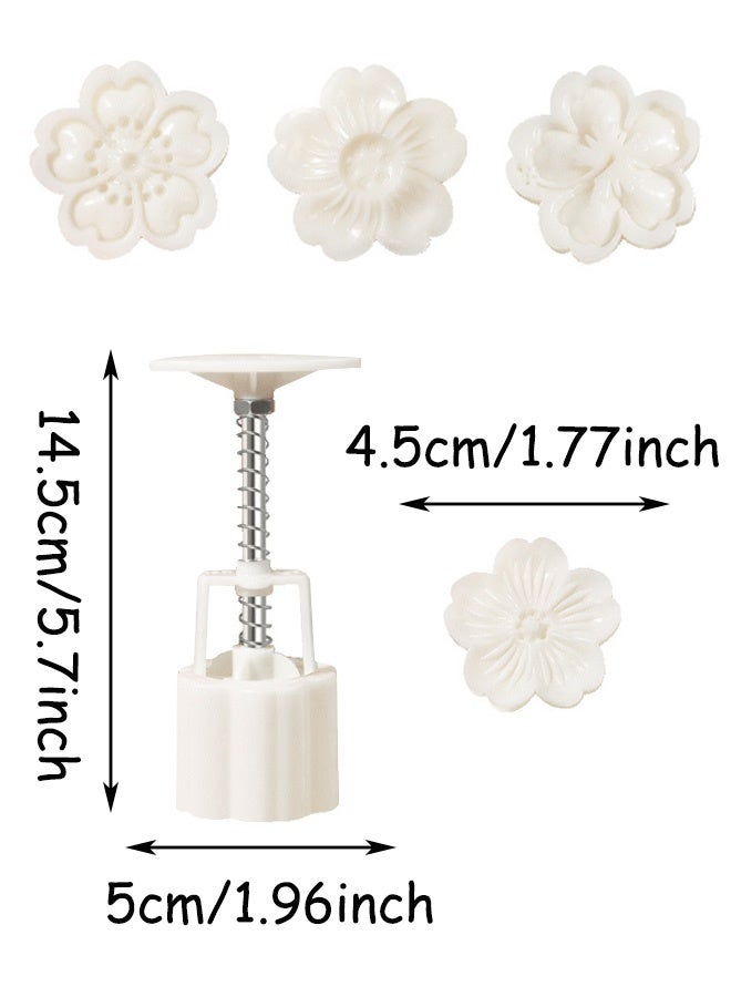 5 PCS Moon Cake Mold Set, Cookie Stamps, Cherry Blossom Floral Mid Autumn Festival DIY Hand Press Cookie Dessert Cutter Pastry Decoration Flower Impressions Tool Mooncake Maker - Image 2