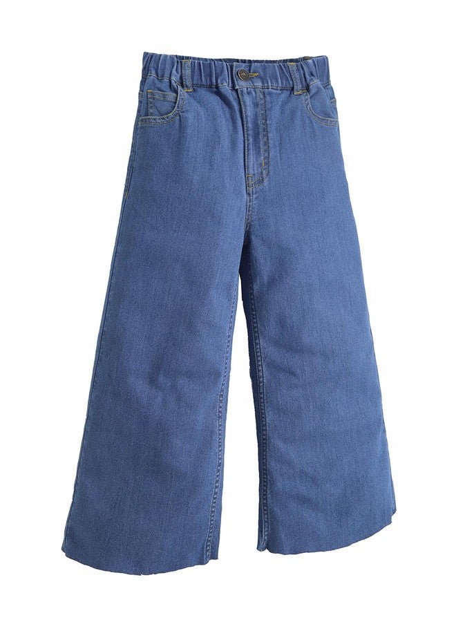 Cherry Crumble Blue Denim Denim Casual Wear Wide Leg Summer Jeans for Girls - Image 1