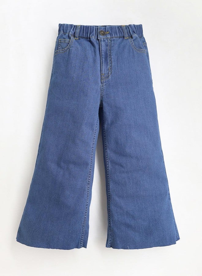 Cherry Crumble Blue Denim Denim Casual Wear Wide Leg Summer Jeans for Girls - Image 2