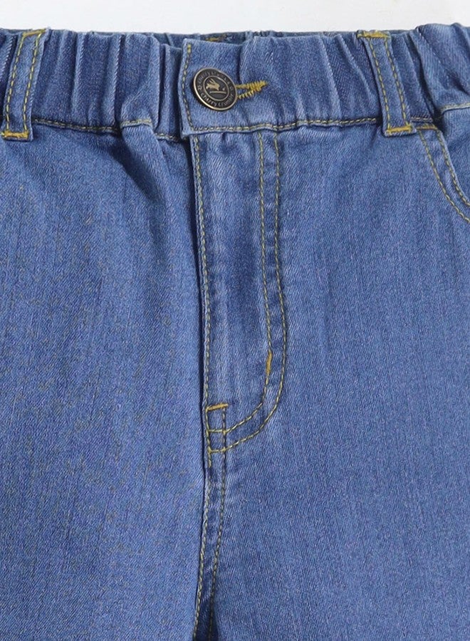 Cherry Crumble Blue Denim Denim Casual Wear Wide Leg Summer Jeans for Girls - Image 4