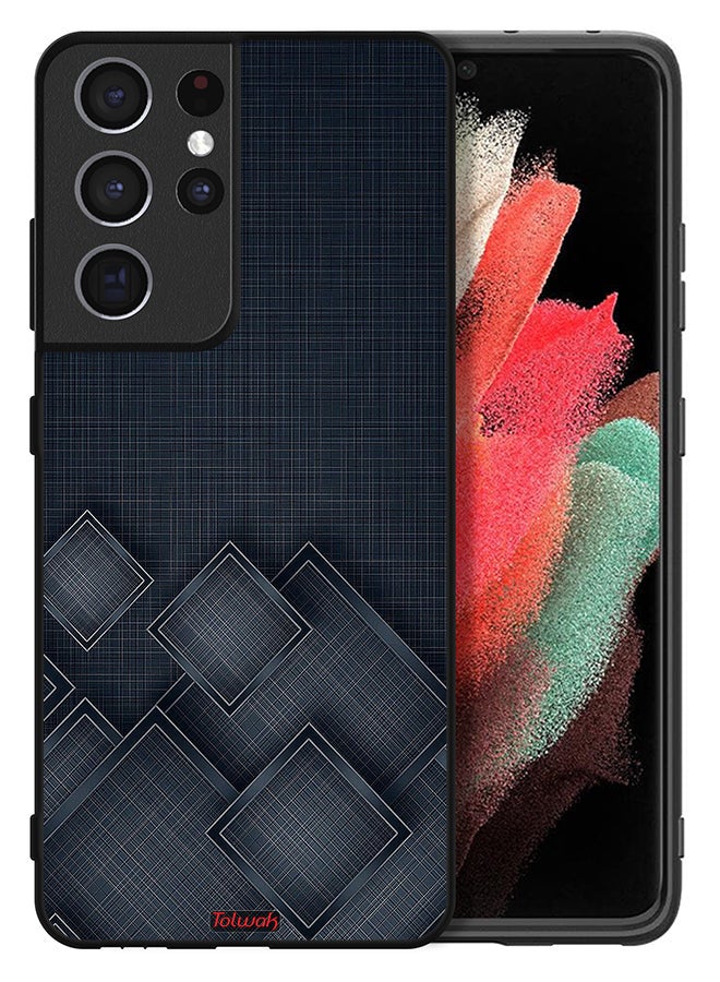 Tolwak Samsung Galaxy S21 Ultra 5G Protective Case Cover Squares Pattern On Cloth - Image 2
