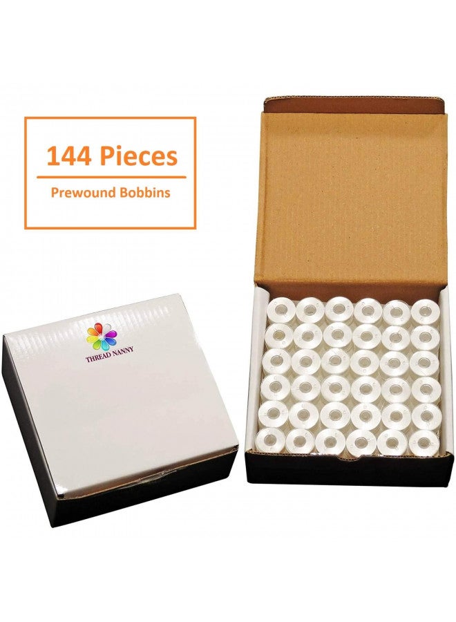 ThreadNanny 144pcs White Prewound Bobbin Thread Plastic Size A (SA156) Works with Brother Embroidery and Sewing Machine Polyester Thread - Image 2