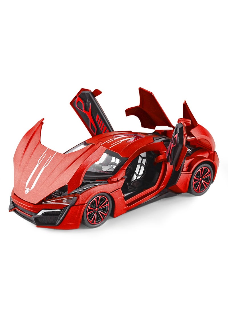 1:24 Die-Cast Model Car with Sound, Lights & Spray – Pullback Power Sports Car Toy with Scissor Doors, Engine Details, Suspension, and Spray Function – for Kids and Collectors - Image 1