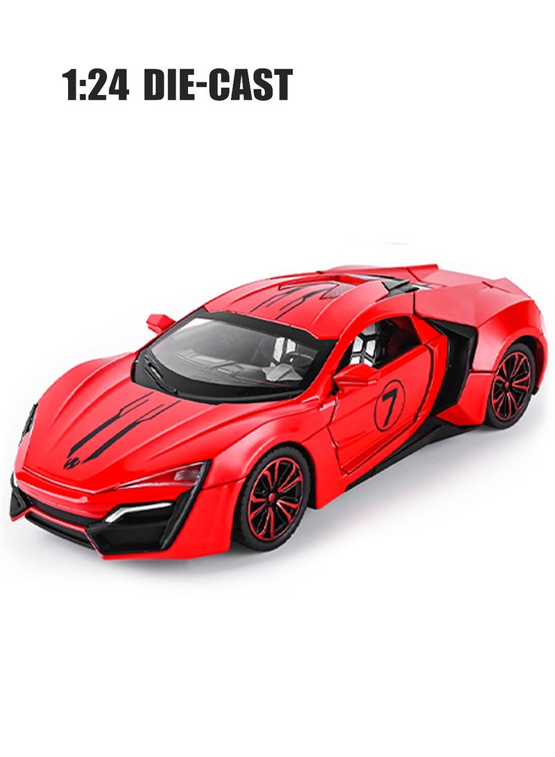 1:24 Die-Cast Model Car with Sound, Lights & Spray – Pullback Power Sports Car Toy with Scissor Doors, Engine Details, Suspension, and Spray Function – for Kids and Collectors - Image 2