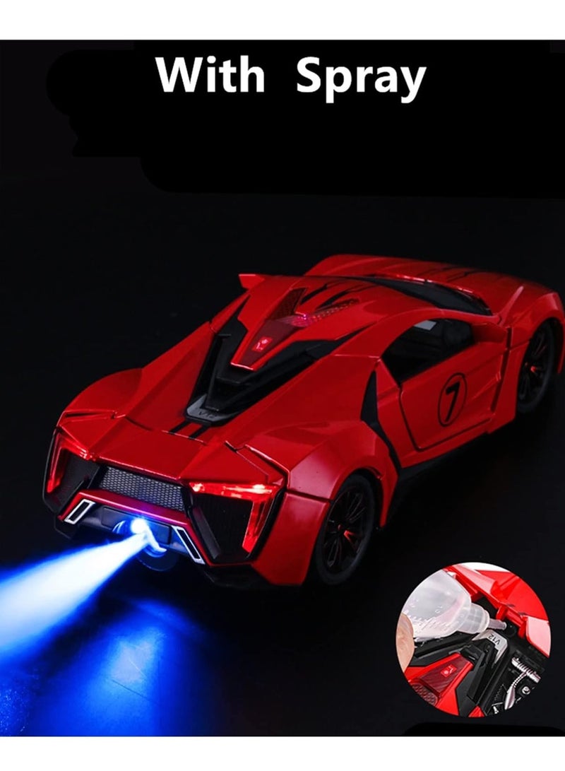 1:24 Die-Cast Model Car with Sound, Lights & Spray – Pullback Power Sports Car Toy with Scissor Doors, Engine Details, Suspension, and Spray Function – for Kids and Collectors - Image 5