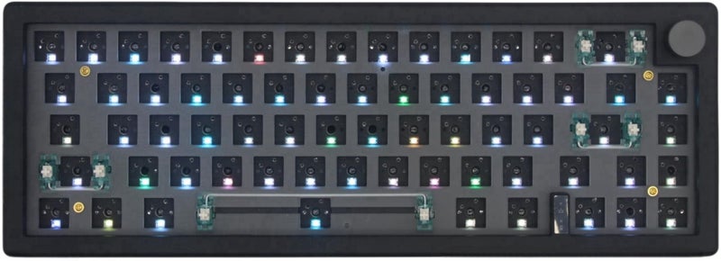مجموعة لوحة المفاتيح الميكانيكية Cmokifuly GMK67 65 TriMode مع إضاءة RGB LED موجهة نحو الجنوب لمفاتيح 35pin 66 مفتاح 1 مقبض مقبس قابل للتبديل لوحة PCB مثبتة على حشوة مجموعة لوحة المفاتيح DIY للألعاب باللون الأسود