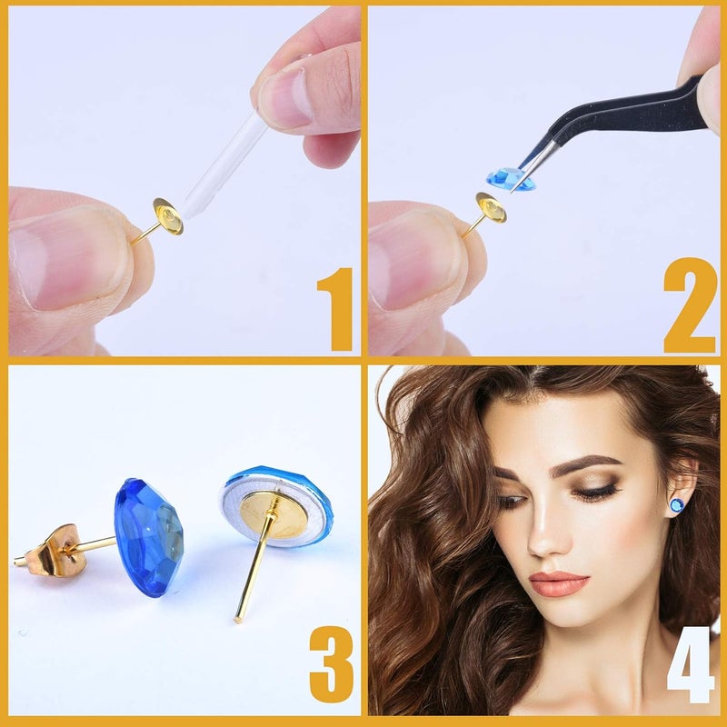 VERACT Gold Earring Posts and Backs, 500Pcs Hypoallergenic Earring Studs for Jewelry Making with Butterfly Earring Backs and Rubber Bullet Earring Backs (4mm, 6mm) - Image 5