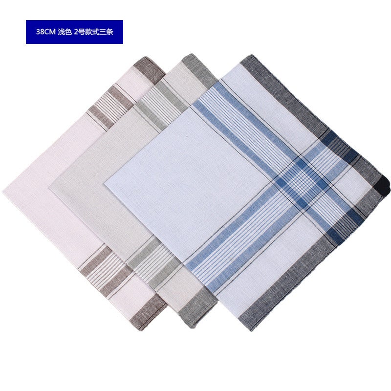 Vintage Cotton Handkerchief For Elderly Men, Sweat-Absorbent, Retro Style, Yarn-Dyed, Gift For Elders - Image 1
