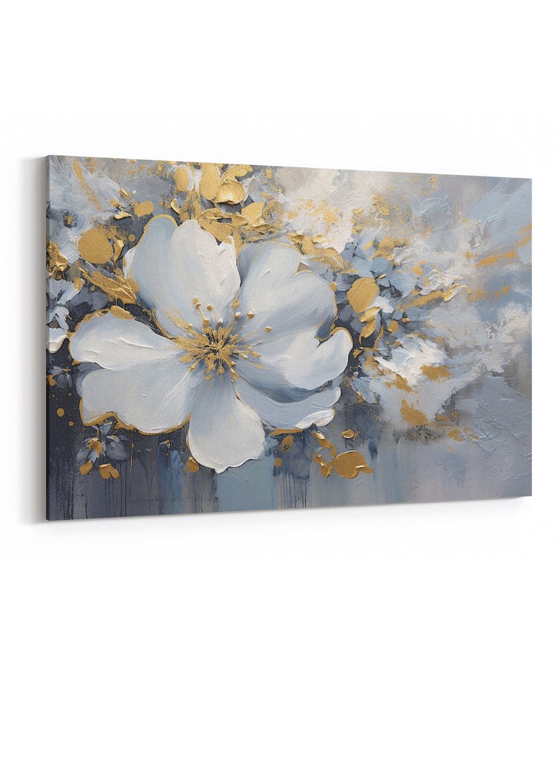 لوحة كانفاس على إطار خشبي بتصميم زهرة ذهبية - Image 4
