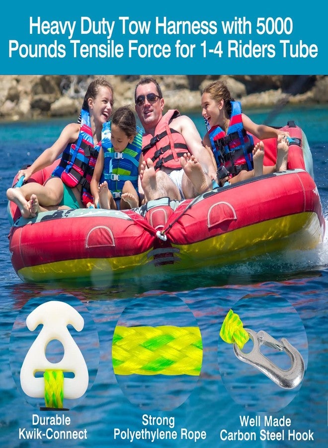 حزام سحب MUMUBOAT بطول 16 قدمًا للرياضات المائية لأربعة راكبين: التزلج على الأنابيب، والتزلج على الماء، والتزلج على الأمواج، والتزلج على الركبة (أخضر وأصفر) - Image 2