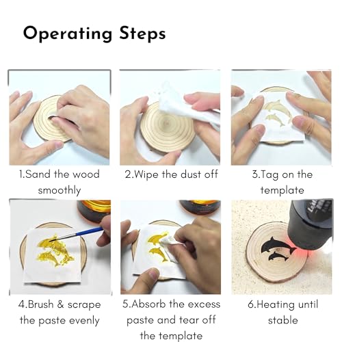 BIGTHUMB Wood Burning Gel Kit 4 OZ | Heat Activated Non-Toxic Paste for DIY Crafting, with Mini Scraper, Template Sticker, Paint Brush - Accurately & Easily Burn Designs on Wood, Canvas, Denim - Image 3