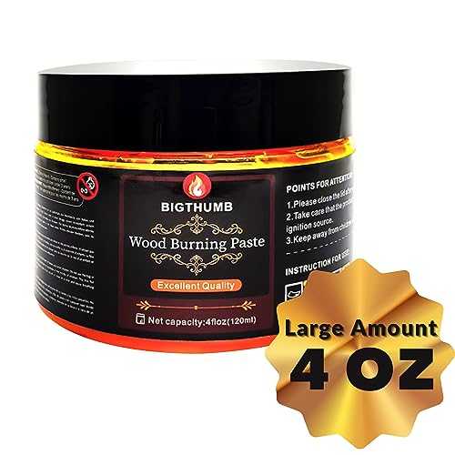 BIGTHUMB Wood Burning Gel Kit 4 OZ | Heat Activated Non-Toxic Paste for DIY Crafting, with Mini Scraper, Template Sticker, Paint Brush - Accurately & Easily Burn Designs on Wood, Canvas, Denim - Image 1