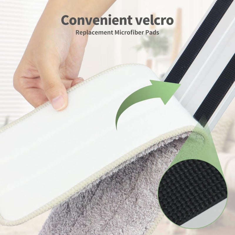 CQT Commercial Flat Microfiber Floor Mop Cleaning System 18" Inch Wet Dry and Dust Hardwood with 4 Washable Pads Cleaner for Laminate Tile Stainless Steel Handle and Extension (PT13-WET) - Image 5