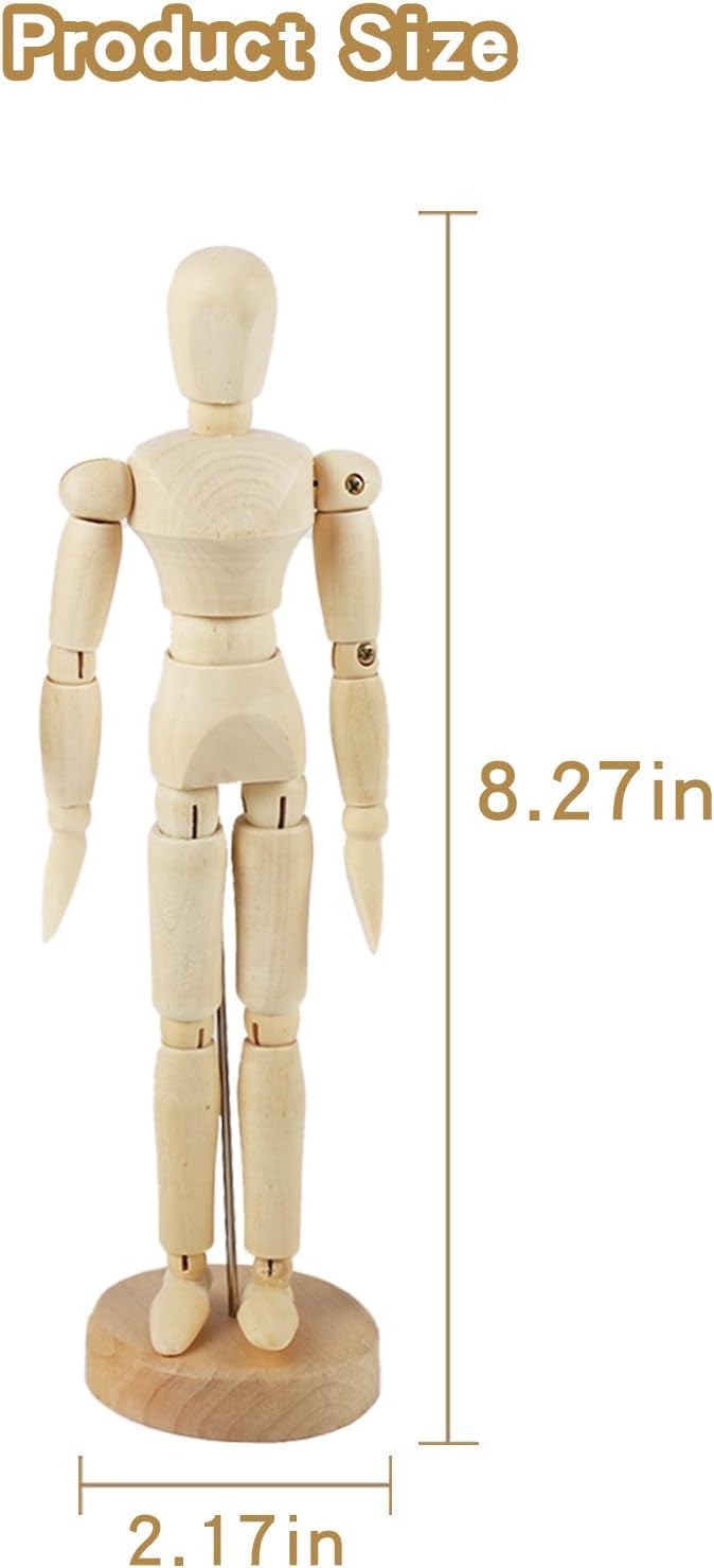 Worison Human Manikin - Male 8 inch Wooden Human Mannequins Wooden Manikin for Art,Body Drawing Male - Image 5