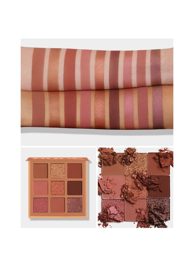LANGMANNI Nude Magical，9 Color Pink Nude Light Warm Color Eyeshadow Palette Makeup,Glitter Matte Natural Neutral Colorful Eyeshadow Waterproof Long Lasting Natural Mixing Pigment Makeup - Image 3