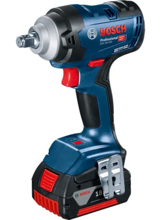 BOSCH GDS 18V-400 Heavy Duty Cordless Impact Wrench kit, M20, Brushless Motor, 1050 Nm, 3700 Bpm, 1/2'', 2.9 Kg, Auto Bolt Release (Abr) + 2 X Battery GBA 18V 5.0Ah & Quick Charger GAL 18V-40 - Image 2