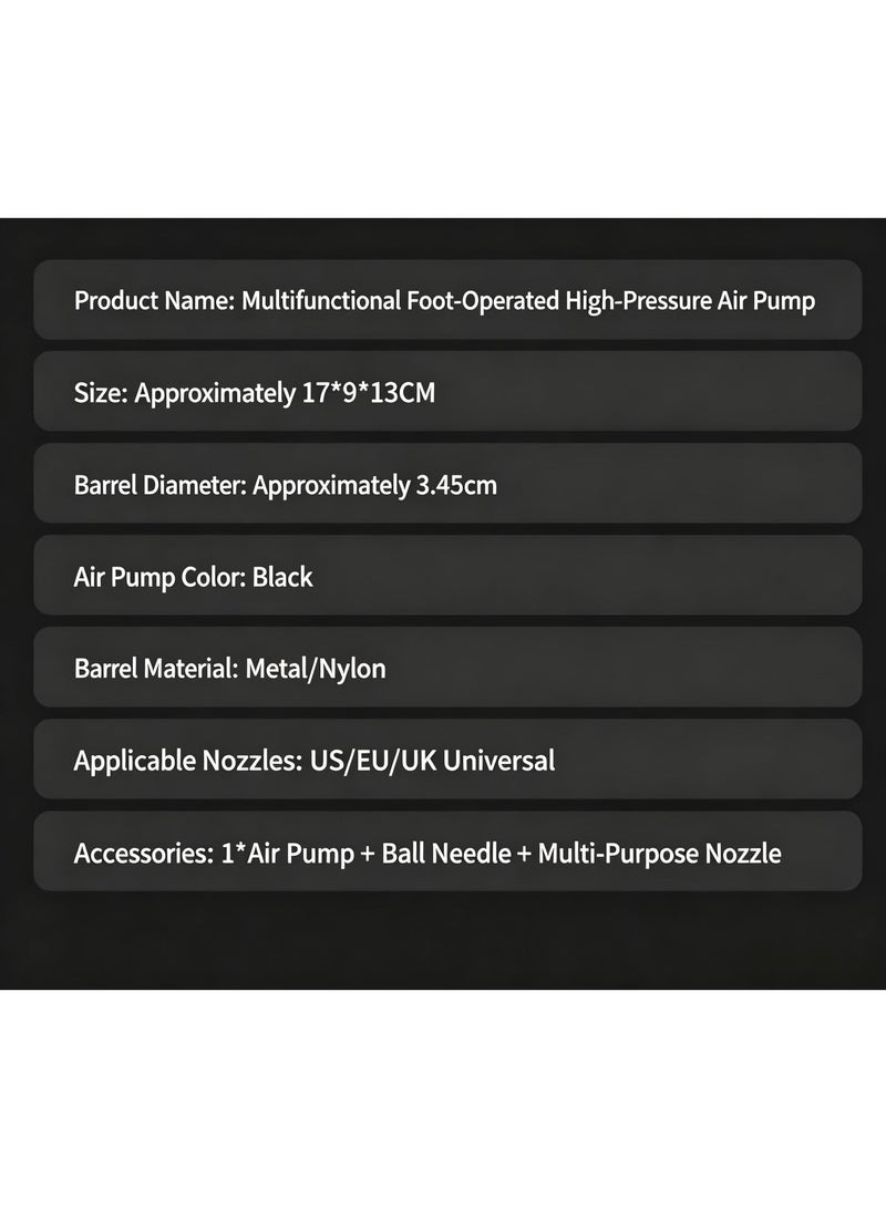 Dual Pump High Pressure Foot Pump, 170PSI Floor Bicycle Pump with Gauge, Compact Portable Tire Inflator with Metal Cylinder, 3-in-1 Valve for Car Motorcycle Bike Ball Pool Toy – Visual Pressure Display，black - Image 3