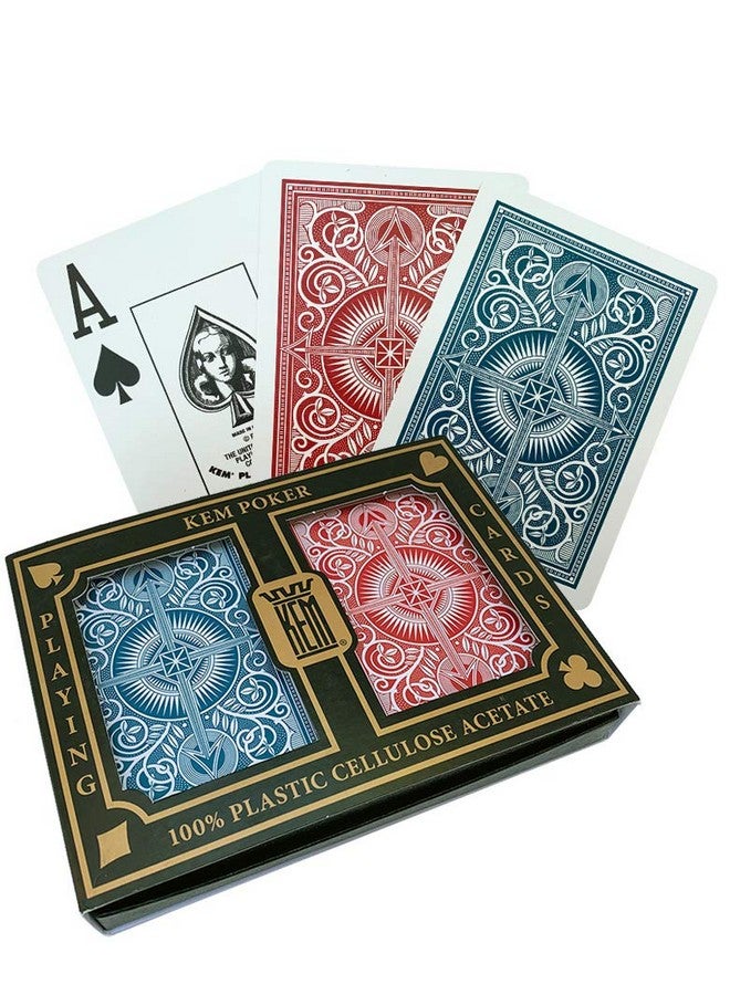 KEM Arrow Red And Blue Bridge Size Jumbo Index Playing Cards Height: 3.63" Width: 2.38" Depth: 0.69 - Image 1