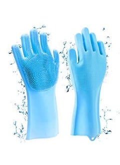 Wishbone Wishbone Silicone Scrubbing Gloves, Non-Slip, Dishwashing and Pet Grooming, Magic Latex Gloves for Household Cleaning Great for Protecting Hands in Dishwashing (Multicolor)(1 Pair)  - Image 5