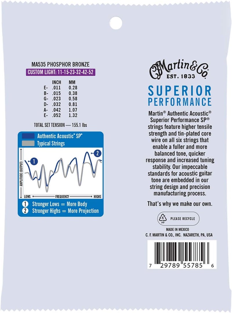 Martin MA535 Authentic Acoustic - SP - Phosphor Bronze CustomLight (11-52) - Image 2