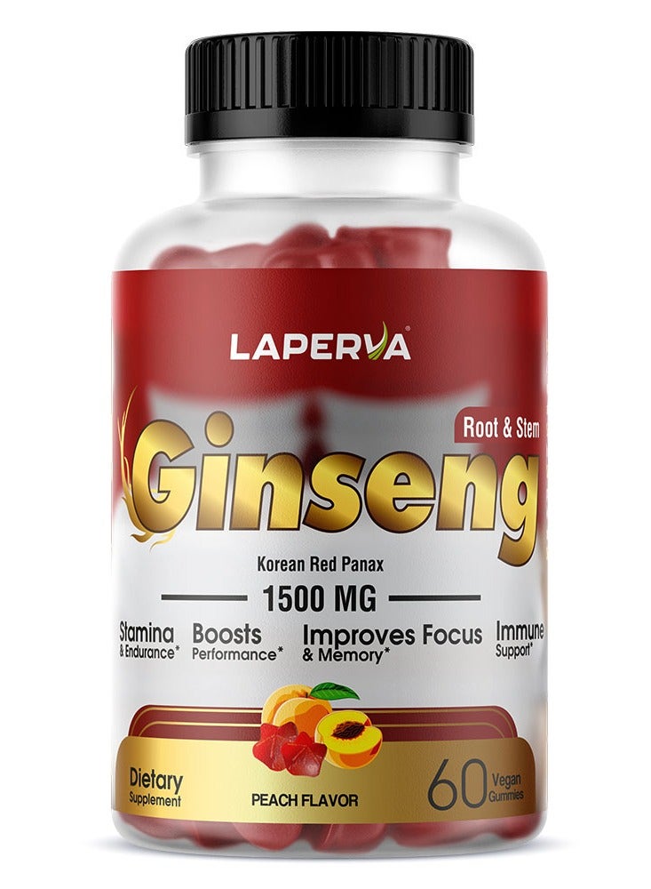 Laperva Korean Red Ginseng 1500MG 60Veg Gummies