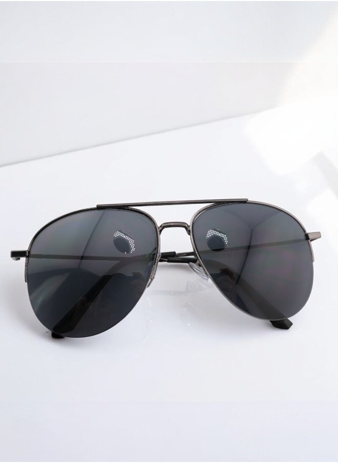 Zence Design Men's UV400 Half Frame Sunglasses - Lightweight Metal, Classic Aviator Style  - Image 2