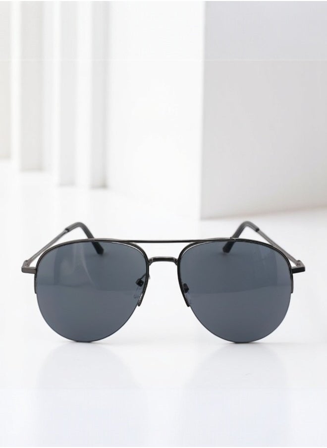 Zence Design Men's UV400 Half Frame Sunglasses - Lightweight Metal, Classic Aviator Style  - Image 5