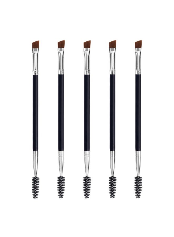 LOOKSEVEN Duo Eyebrow Brush - Angled Brush, Spoolie, Eyelash Comb (5 Pcs) - Image 1