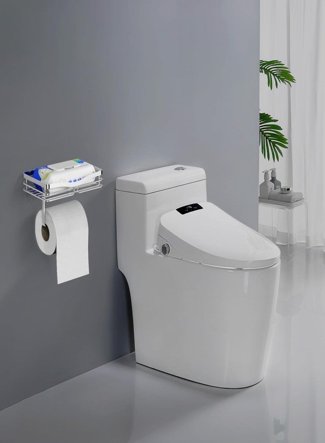 AIDILI Brushed Stainless Steel Toilet Paper Holder with Large Shelf, Self Adhesive Wall Mounted Toilet Paper Roll Holder, Rustproof Tissue Roll Holder with Shelf for Bathroom, Washroom, Kitchen, RV - Image 5