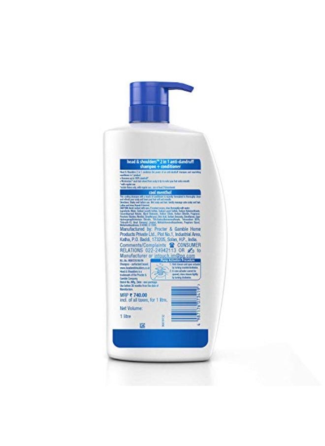 Head & Shoulders - 2-In-1 Cool Menthol Anti Dandruff Shampoo + Conditioner For Women & Men, 1L - Image 1